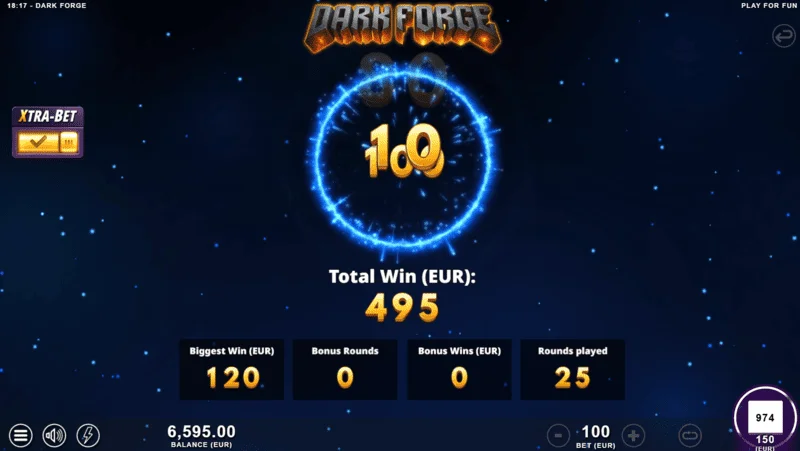 Dark Forge - Super Free Spins bonus mode with a dark palette